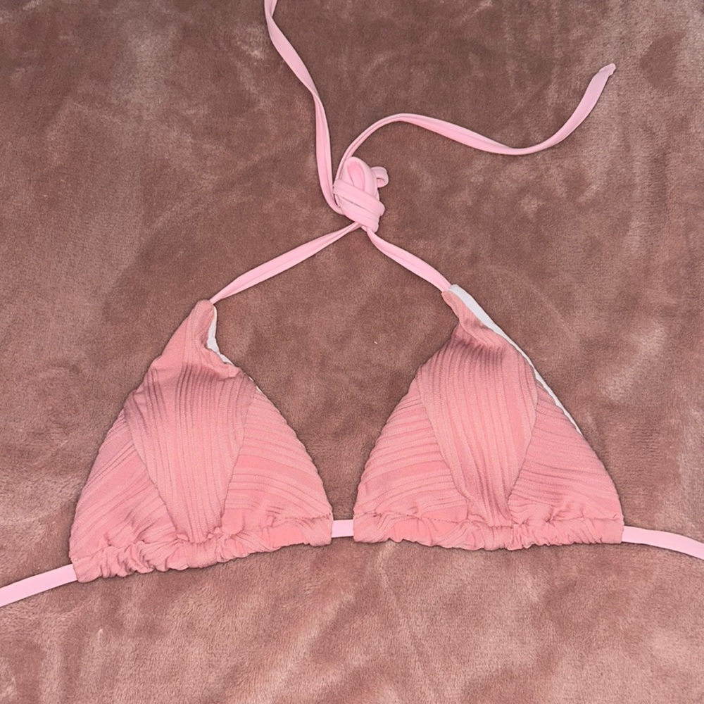 Pink triangle bikini top